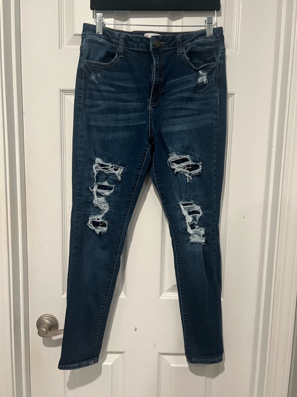 SO Dark Blue Distressed Skinny Jeans